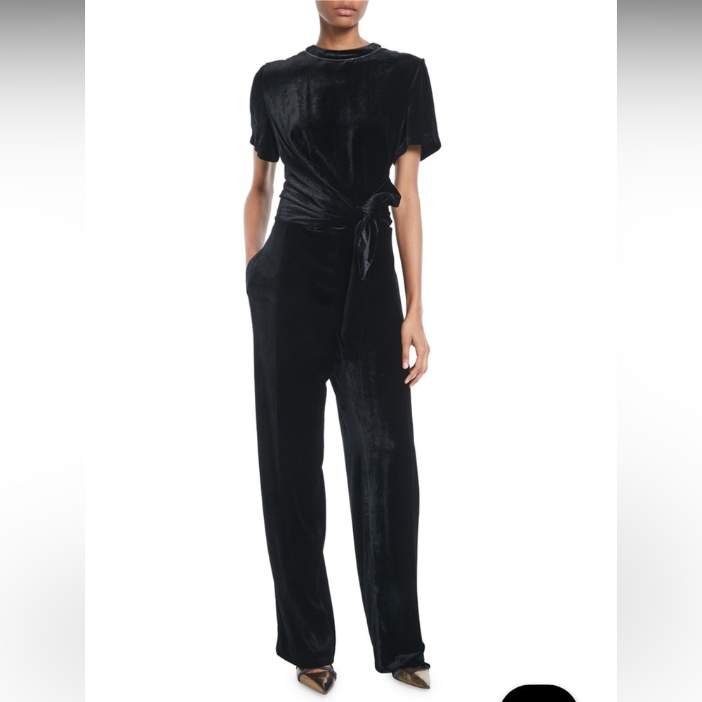New with tags.  Brunello Cucinelli black velvet jumpsuit with monili trim